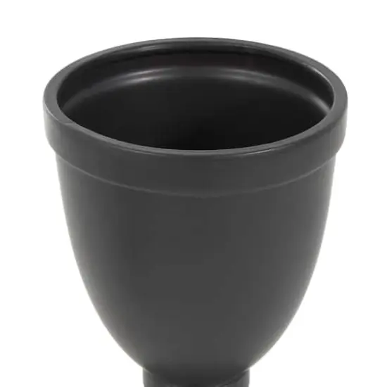 Ceramic Fluted Urn-Shaped Living Room Decorative Jar with Lid Black {6}