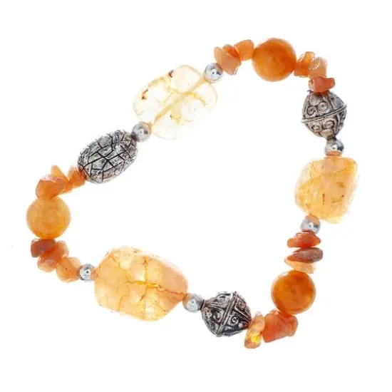 John Bead Crystal Orange-Dyed Citrine Natural Stone Bracelet {5}