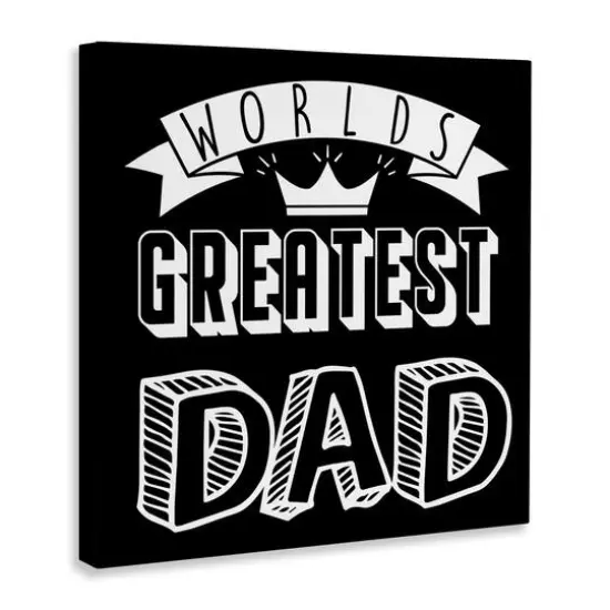 Stupell Industries Worlds Greatest Dad Cool Varied Typography Crown Design Canvas Wall Art {4}