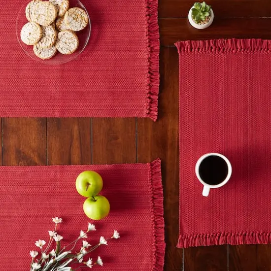 DII&reg; Variegated Fringe Cotton Placemats, 6ct. Tango Red {6}