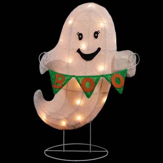 25" Lighted LED Ghost with Boo Banner {4}