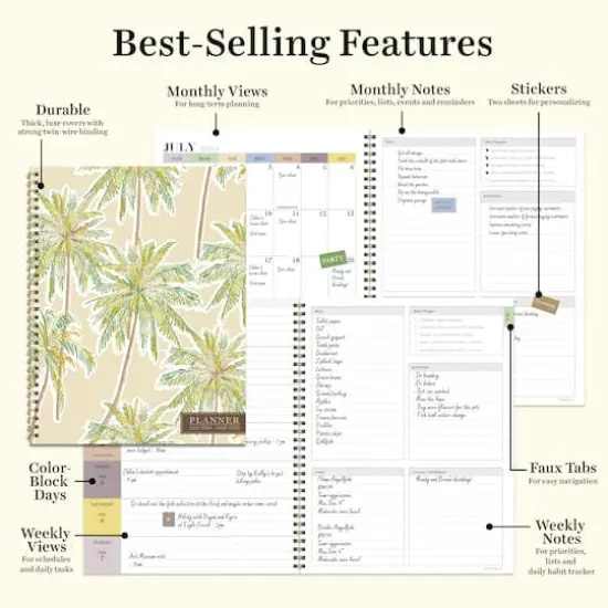 TF Publishing 2024 - 2025 Positano Palms Large Spiral Planner {7}