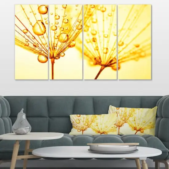 Designart - Dandelion Seeds with Water Drops - Floral Canvas Art Print {3}