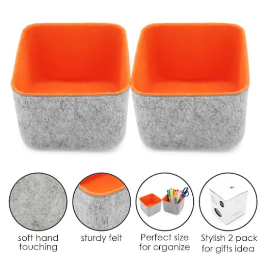 Welaxy Felt 2 Piece Storage Cubes Orange {4}