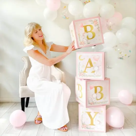 Kate Aspen&reg; Pink Elephant Baby Shower Block Box Set {1}