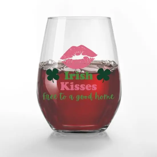 15oz. Irish Kisses Printed Stemless Wine Glass {3}