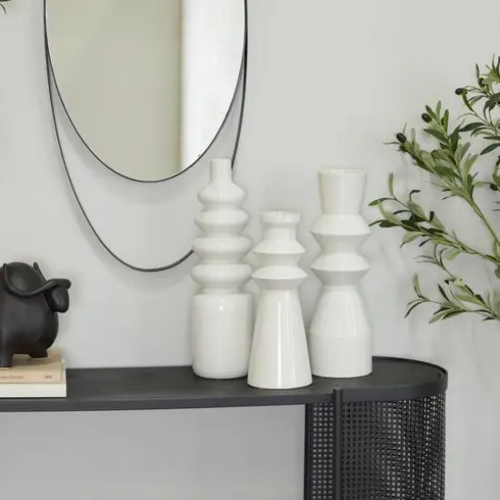 White Stoneware Contemporary Vase, Set of 3" 16",17" {9}