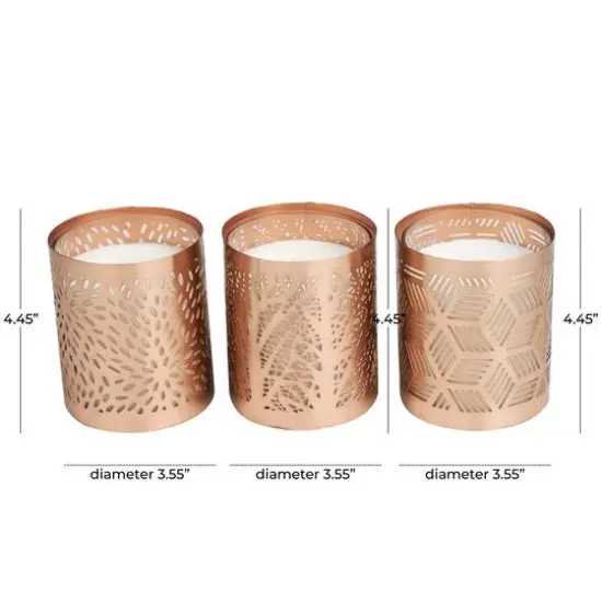 White Wax Campfire Scented Candle with Geometric Copper Containers, 3ct. {6}
