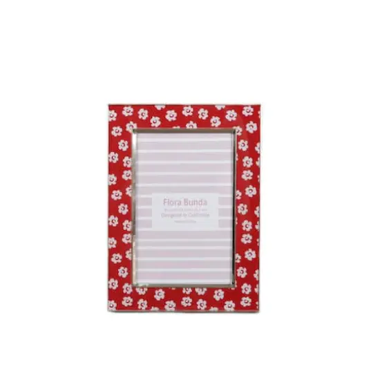 Flora Bunda 4" x 6" Red Floral Aluminum Picture Frame {1}