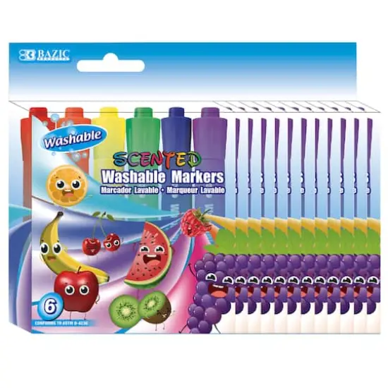 BAZIC&reg; Scented Washable Markers, 12 Packs of 6 {1}