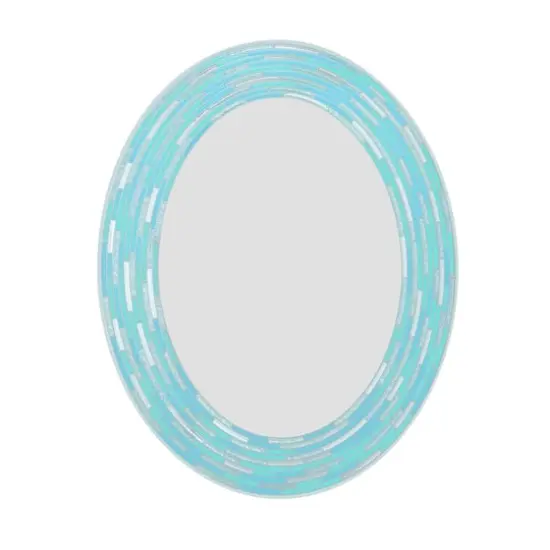 Head West Sea Glass Tile Framed Oval Wall Vanity Mirror - 23" x 29" {7}
