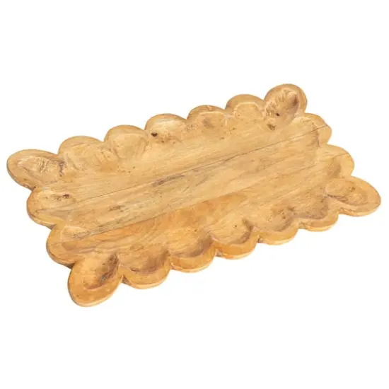 Hello Honey 17.5" Natural Scalloped Mango Wood Tray {1}