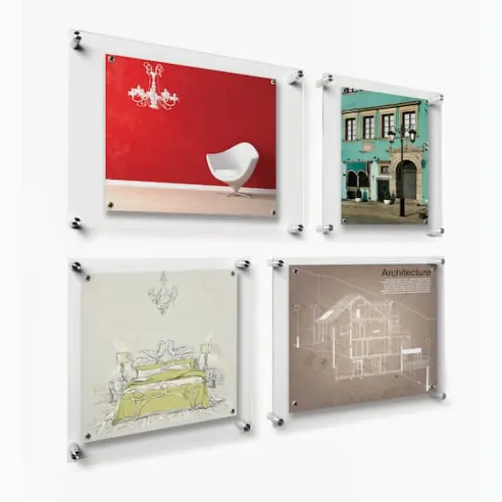 Wexel Art Mixed Single Panel Acrylic Floating Wall Frames & Magnets Set of 4 Silver {3}