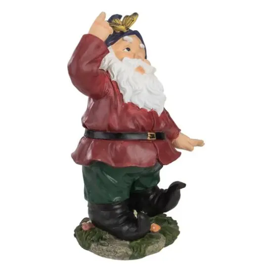 11.25" Red & Green Gnome with Butterfly Outdoor Garden Statue {6}