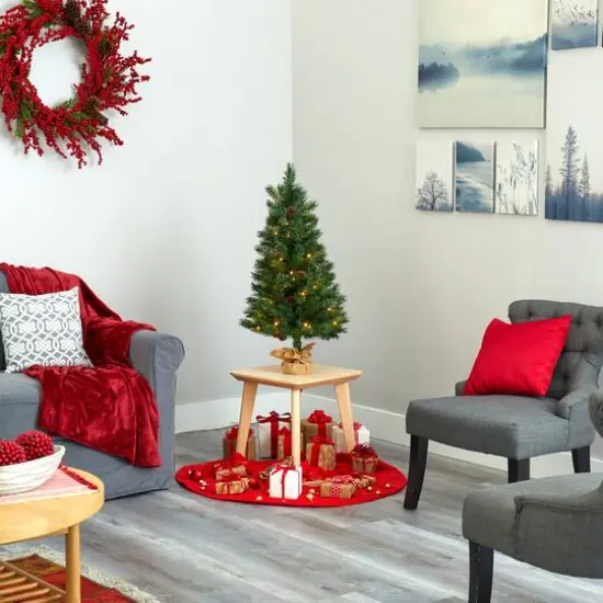 3ft. Pre-Lit Fraser Fir Natural Look Artificial Christmas Tree with Clear LED Light  {6}