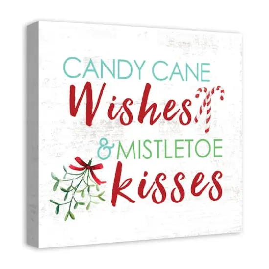 Candy Cane Wishes and Mistletoe Kisses 20x20 Canvas Wall Art {3}