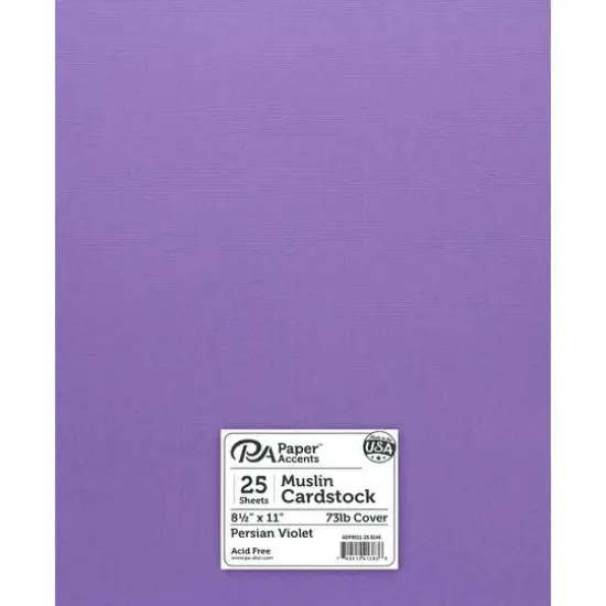 PA Paper™ Accents Muslin 8.5" x 11" 73lb. Cardstock, 25 Sheets Persian Violet {1}
