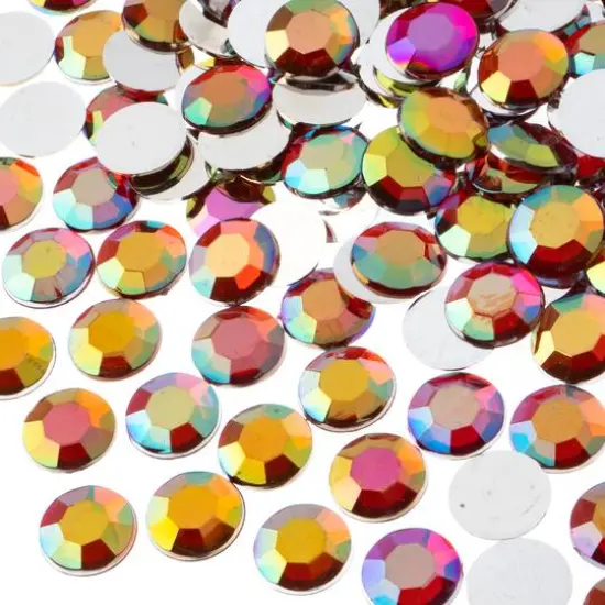 John Bead 12mm Acrylic Round Flat Back Rhinestones, 400ct. Red AB {1}