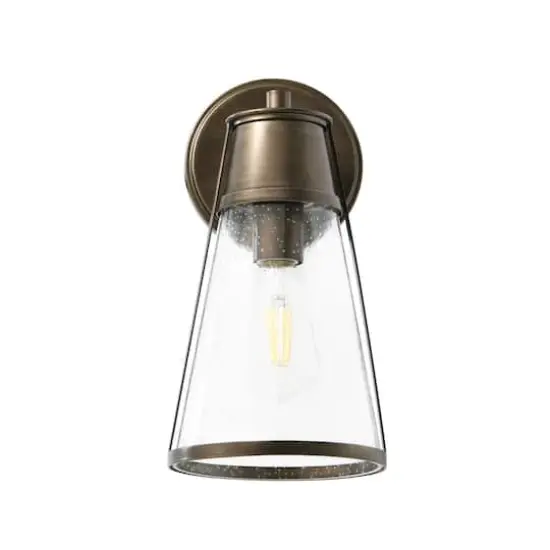 Hello Honey&reg; Robert Stevenson Lighting Jaxon 13.5" Metal & Seedy Glass Outdoor Wall Sconce Aged Tuscan {3}