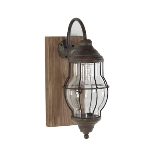 17" Brown Iron Industrial LED Wall Sconce {3}
