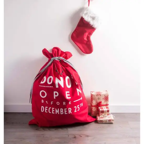 DII&reg; Do Not Open Santa Drawstring Gift Bag {3}