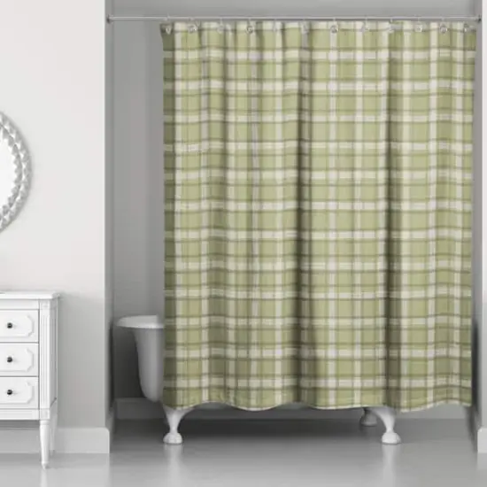 Green Multi Plaid Shower Curtain {3}