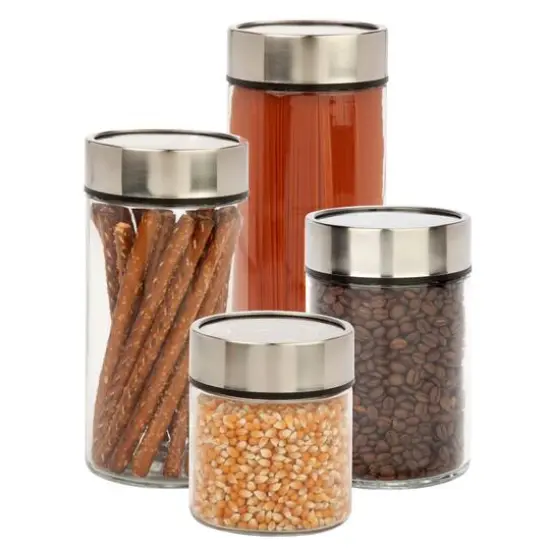 Honey Can Do Kitchen Glass Jar Set with Fresh Date Dials, 4ct. {3}