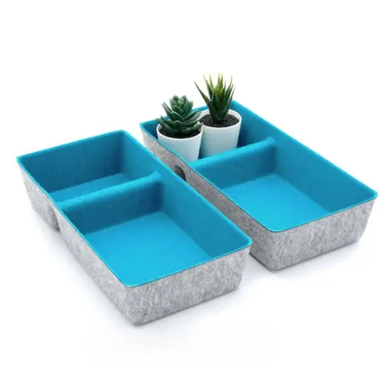 Welaxy Felt 2 Piece Divided Drawer Organizer Trays Turquoise {5}