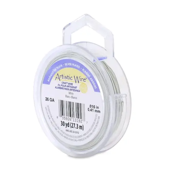 Artistic Wire&reg; 26 Gauge Silver Plated Tarnish Resistant Colored Copper Craft Wire, 30yd. White {1}