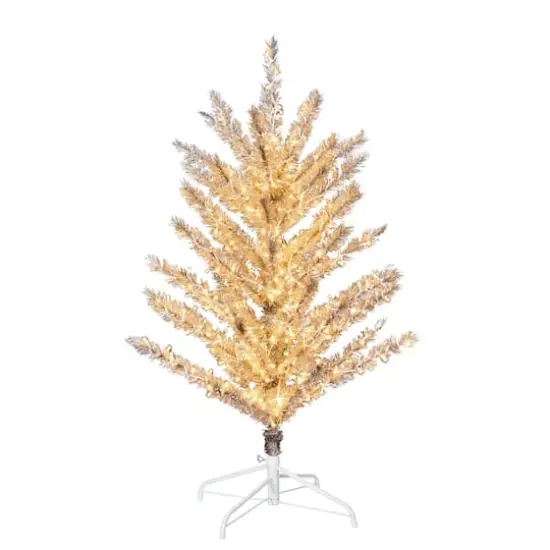 4ft. Pre-Lit Vintage Aluminum Artificial Christmas Tree, Warm White LED Lights {1}
