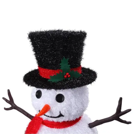Haute Decor 4ft. LED Lighted Collapsible Tinsel Fabric Snowman {4}