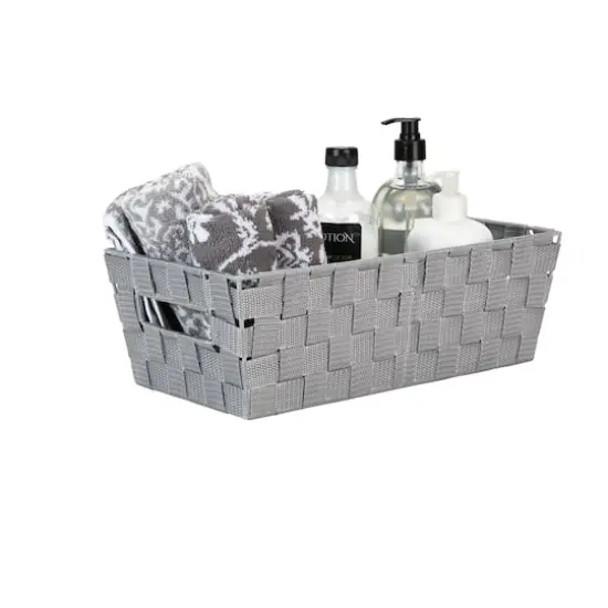 Simplify Medium Woven Strap Shelf Tote Heather Gray {4}