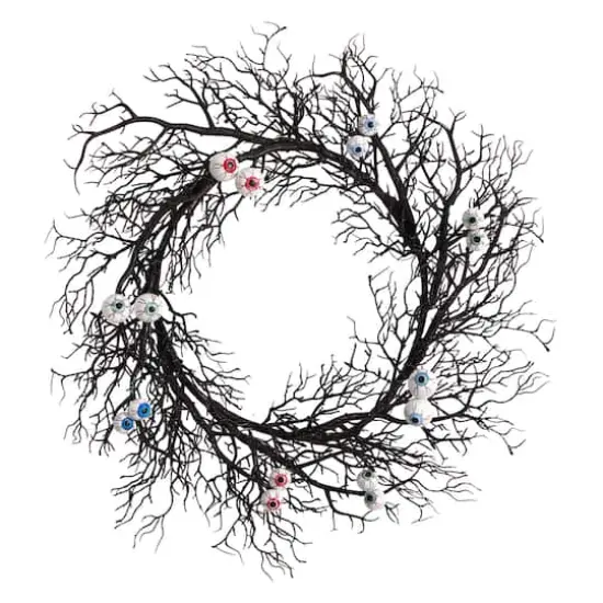 30" Halloween Gazing Eyeballs Twig Wreath {1}