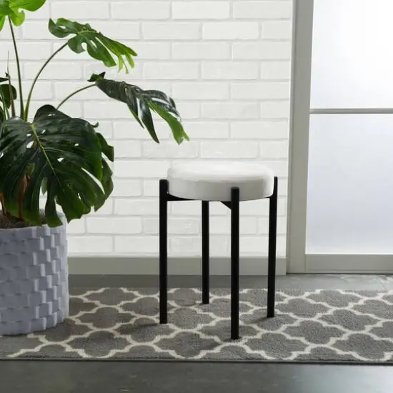 Home Details 18" Velour Vanity Stool White {7}