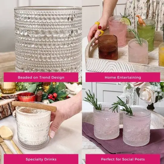 Kate Aspen&reg; 10oz. Textured Beaded Glass Set Clear {8}