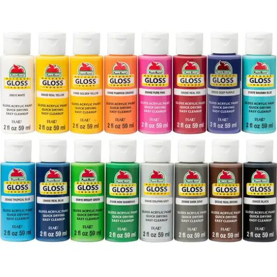 Apple Barrel&reg; Gloss Acrylic Craft Paint 16 Color Set {1}