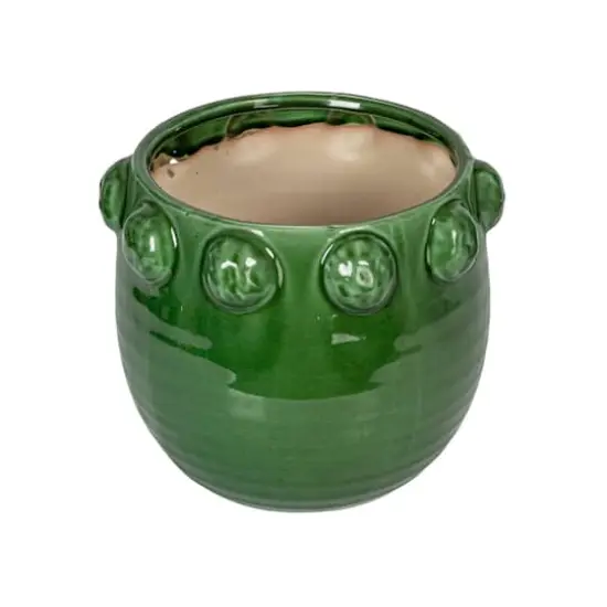 Hello Honey&reg; 10.5" Green Raised Dots Terra Cotta Planter {1}