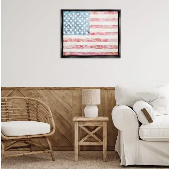 Stupell Industries Patriotic Brushed Flag Floater Framed Art Black {3}