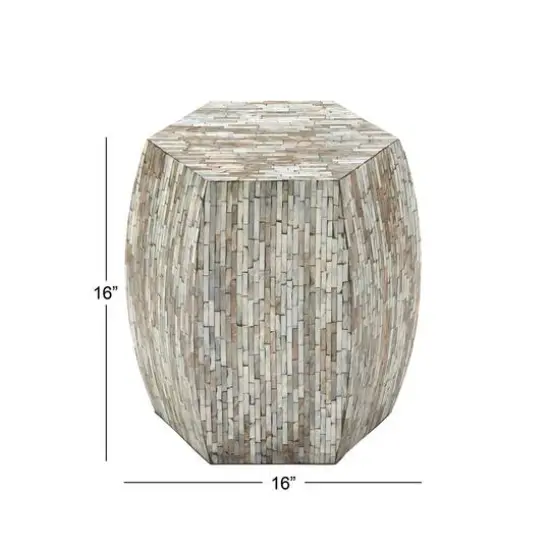 16" Multicolor Barrel-Shaped Shell Side Table {6}