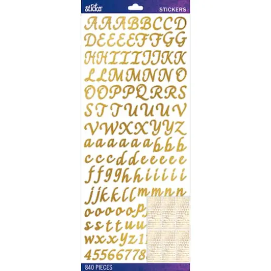 Sticko&reg; Gold Foil Script Alphabet Stickers {1}