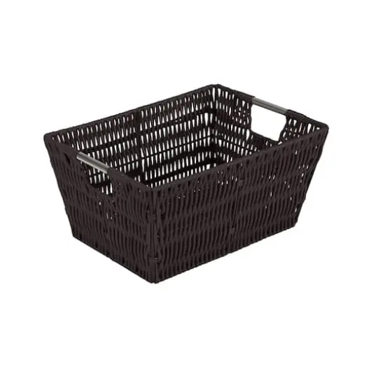 Simplify 3-Piece Rattan Tote Basket Set Chocolate Brown {10}