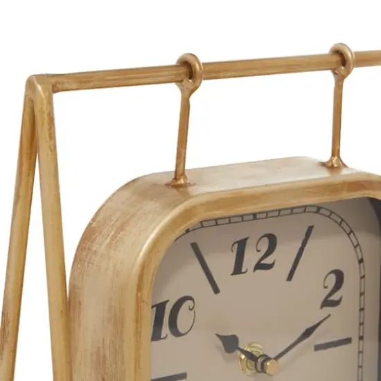 11" Gold Wood Farmhouse Swing Clock {5}
