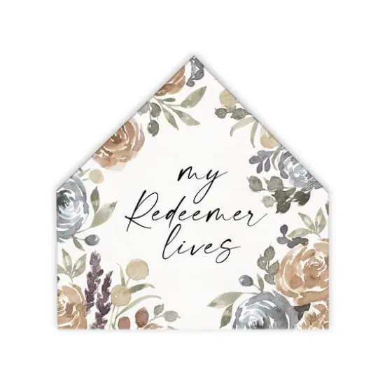 Redeemer Lives Florals 12" x 12" House Shaped Canvas {1}