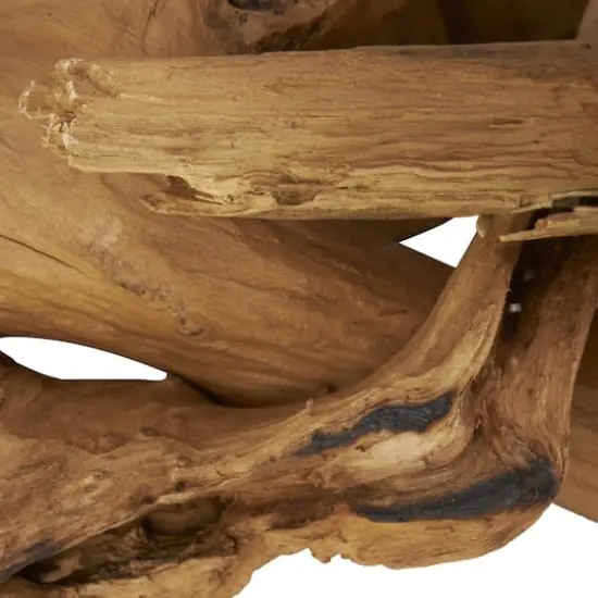 27" Brown Teak Wood Handmade Live Edge Candelabra {6}