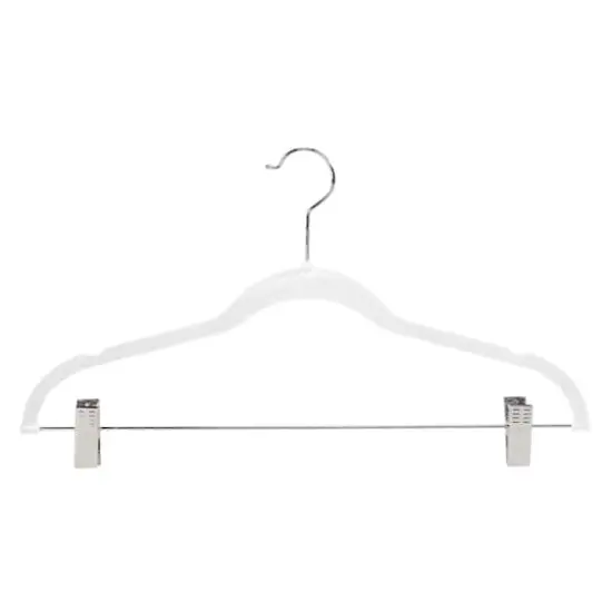 Simplify Slim Velvet Hangers with Clips, 6ct. White {1}