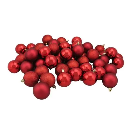 60ct Red Hot Shatterproof 4-Finish Ball Ornaments {5}