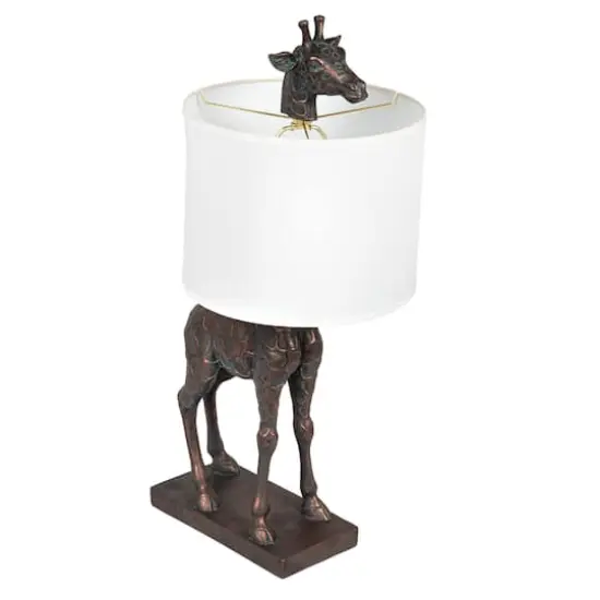 Hello Honey&reg; 28" Bronze Giraffe Table Lamp with Linen Shade {1}