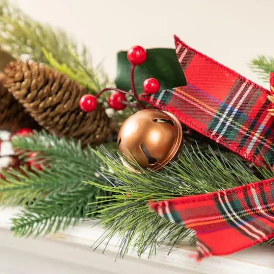 Glitzhome&reg; 6FT Christmas Bell, Pinecone & Berry Bow Garland {7}