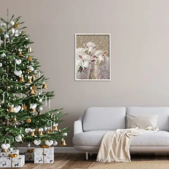 Stupell Industries Winter Sheep Trio Farm Animals Framed Giclee Art White {3}