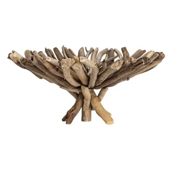 Hello Honey&reg; 18" Natural Round Handmade Driftwood Footed Tray {5}